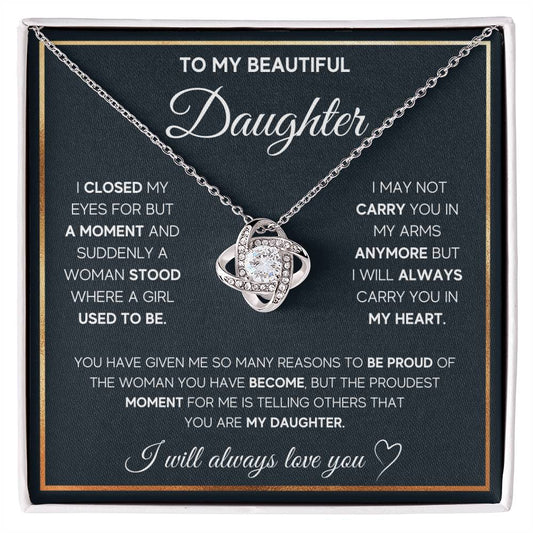 To My Daughter Always Carry You In My Heart Love Knot Necklace product image 1