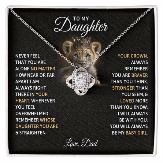 To My Daughter, You Will Always Be My Baby Girl | Love Knot Necklace