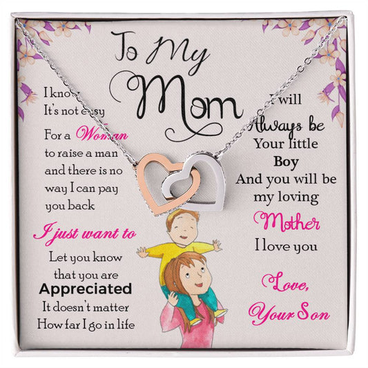 To My Mom Little Boy Interlocking Hearts Necklace product image 1