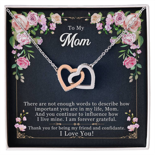 To My Mom, Thank You For Being My Friend | Interlocking Hearts Necklace