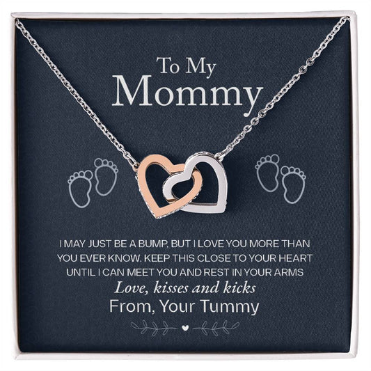 To My Mommy Love From Your Tummy Interlocking Hearts Necklace product image 1
