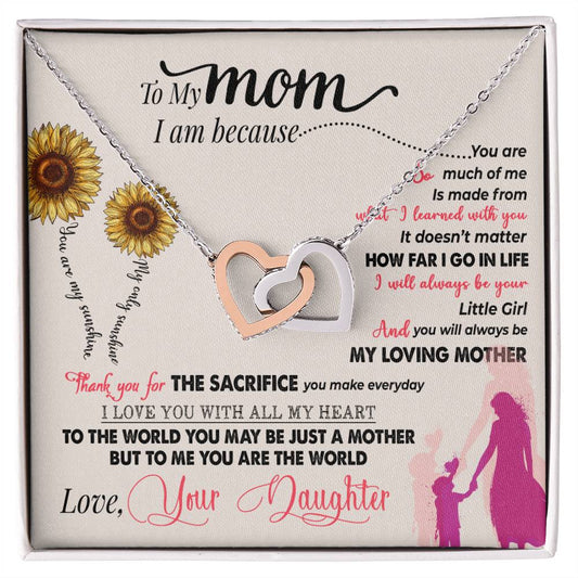 To My Mom, Thank You For Everything | Interlocking Hearts Necklace