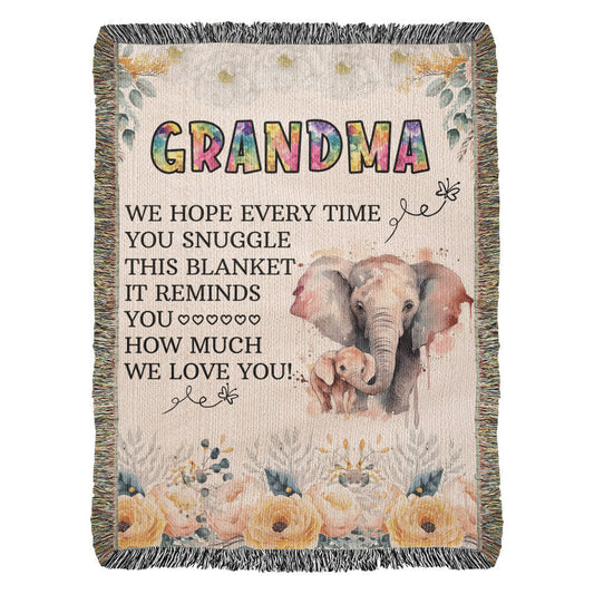 To My Grandma | Elephant Woven Cotton Blanket